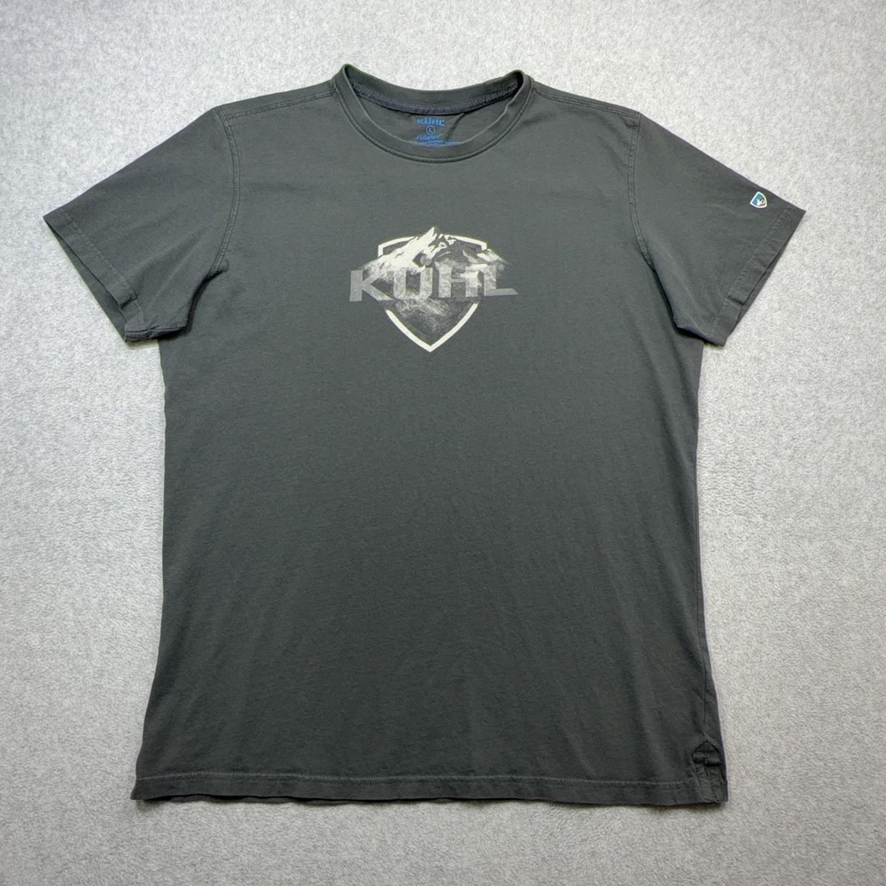 Kuhl Wildfibre T Shirt Mens Large Gray Mountain Shield Logo Organic Cotton Tee